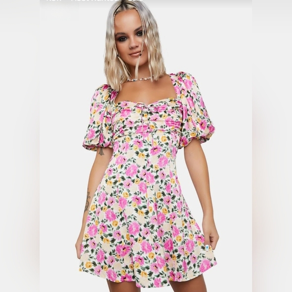 For Love And Lemons Dresses & Skirts - For Love & Lemons Sasha Pink & Yellow Floral Mini Dress Sz XS. festival